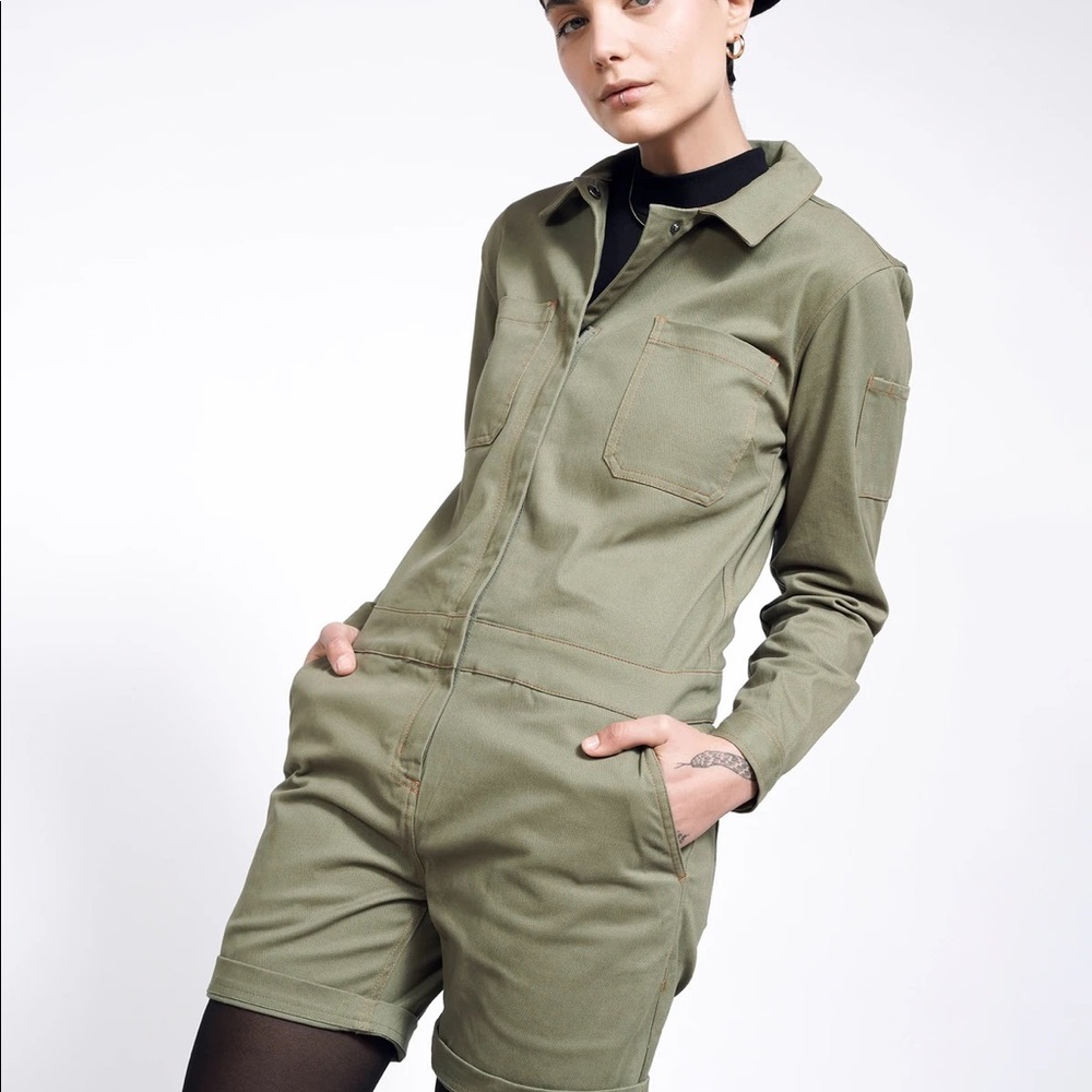 NWT Wildfang Essential Romper, Olive
